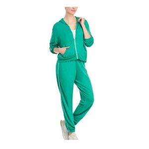 AQUA Athletic Green Teal Lechelle Zip Up‎ Hoodie Sweatshirt Jogger Pants Set M